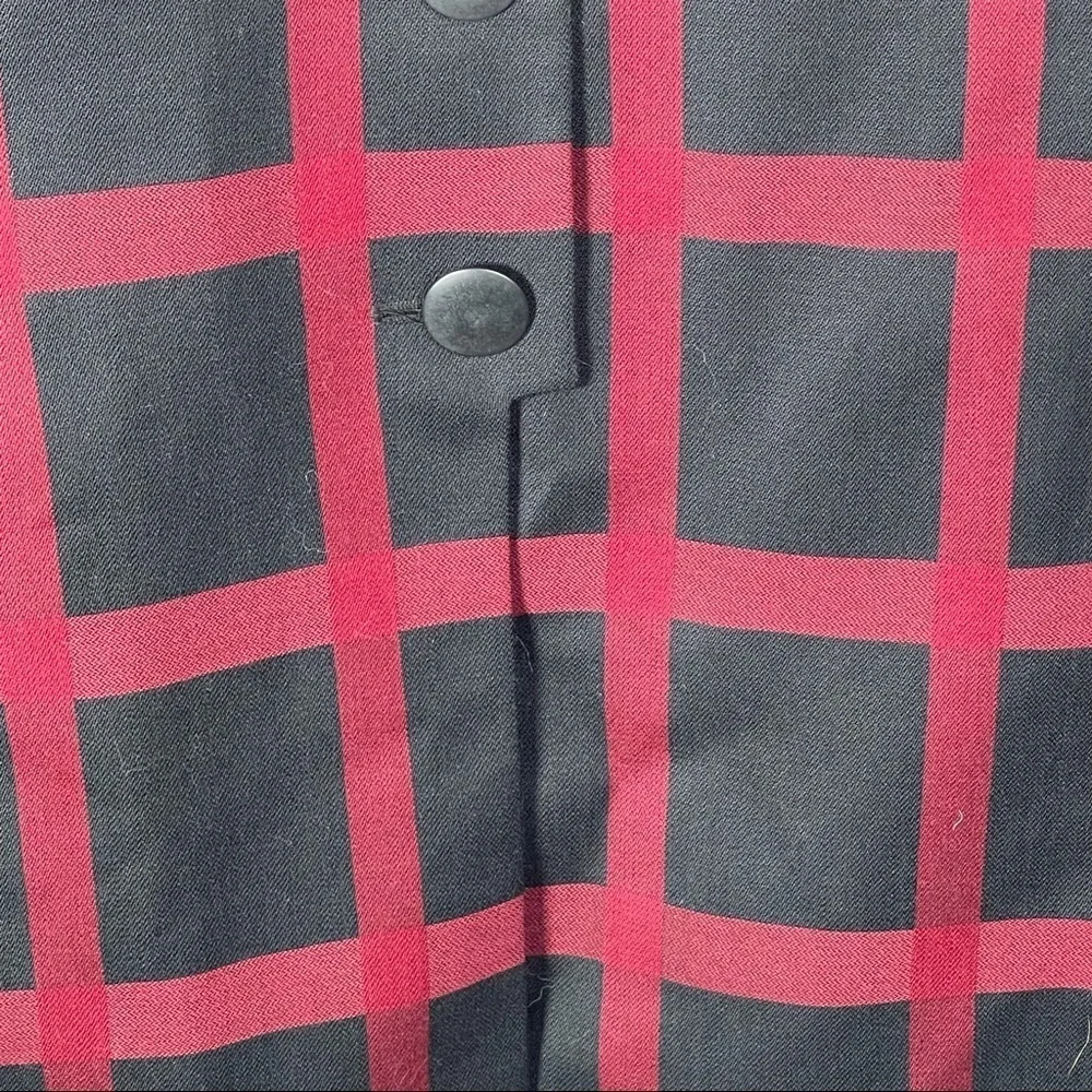 Christian Dior Vintage Wool Plaid Blazer Black Red
